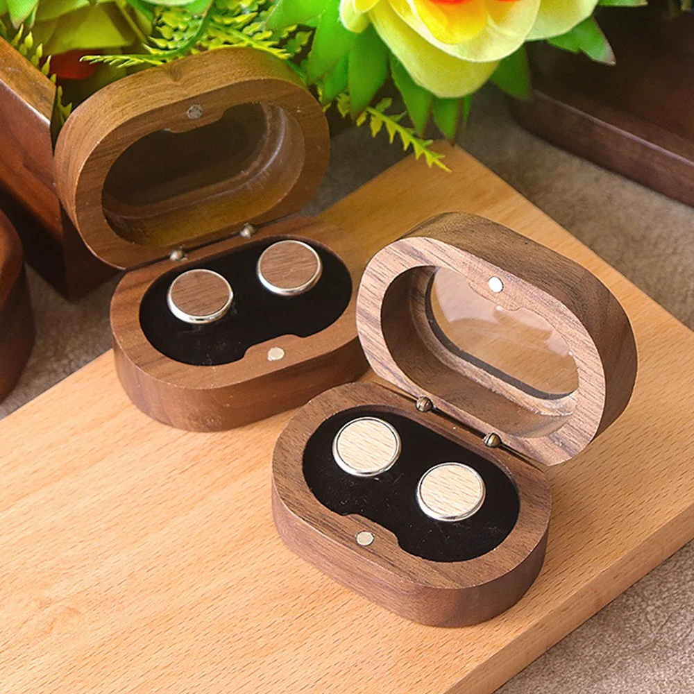 

Oval Man Cufflink Wooden Box Suit Dinner Party Accessories Gift Packaging Box Dustproof Storage French Style Button Display Box