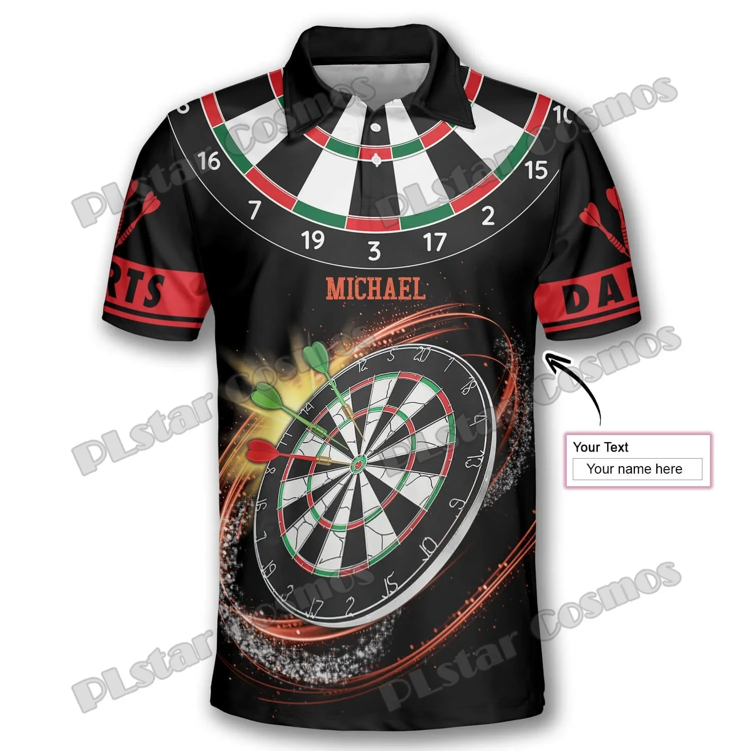 Darts Red Black Version Pattern Personalized 3D Printed Fashion Men's Polo Shirts Summer Casual Unisex Premium Polo Shirt PLP36