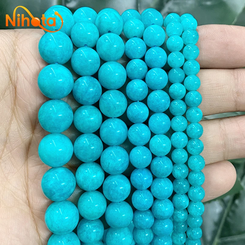 Natuursteen Glad Rood Geel Blauw Chalcedoon Ronde Losse Kralen Diy Armband Accessoires Sieraden Maken 15 "Strand 6/8/10/12mm