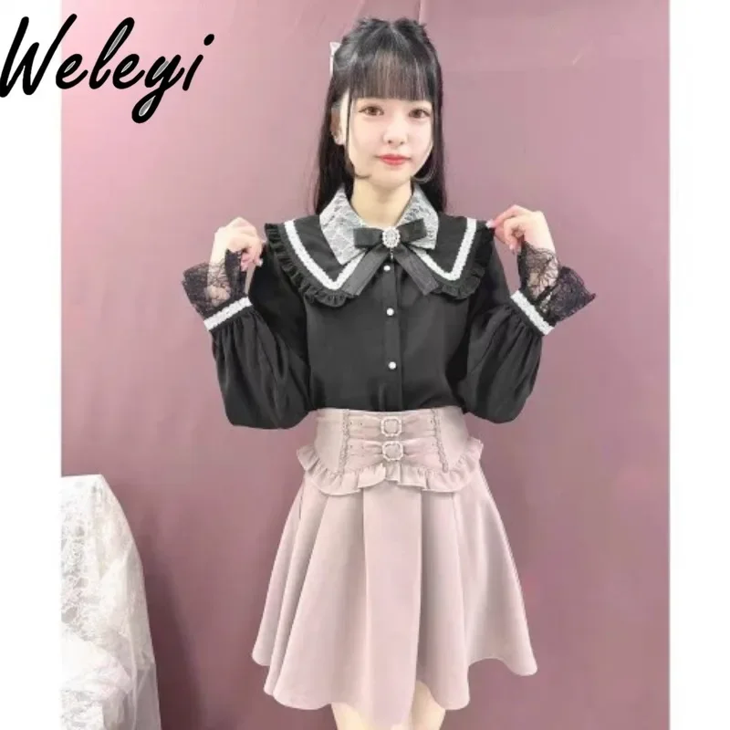 

Jirai Kei Japanese Mine Lolita Puffy Short Skirt Women's 2024 Autumn Fashion Versatile Mass Production Double Bow Elegant Skirts