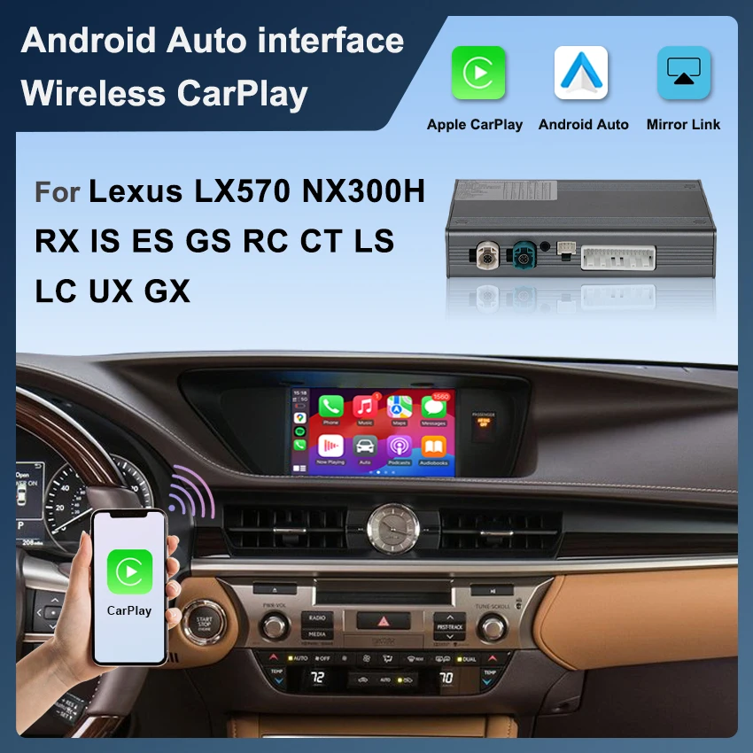CarPlay Android Auto اللاسلكي لكزس ES NX LX RX IS GS RC LS LC UX GX CT200h، مع وصلة مرآة AirPlay Siri للملاحة الصوتية