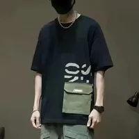 2023 Hong Kong Style Men's Short Sleeve T-shirt Loose Fit Trendy Brand Men's Top Half Sleeve Body T-shirt For Men