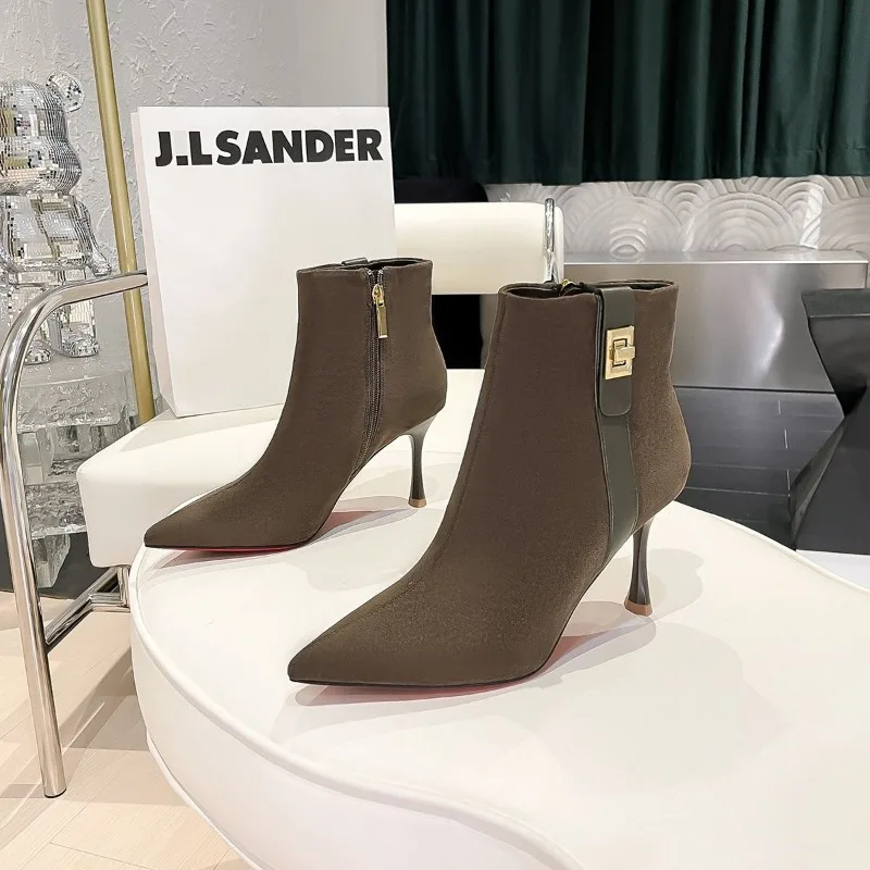 New Hot Autumn Glamor Women's Ankle Boots Sexy Women's Solid Color High Heels