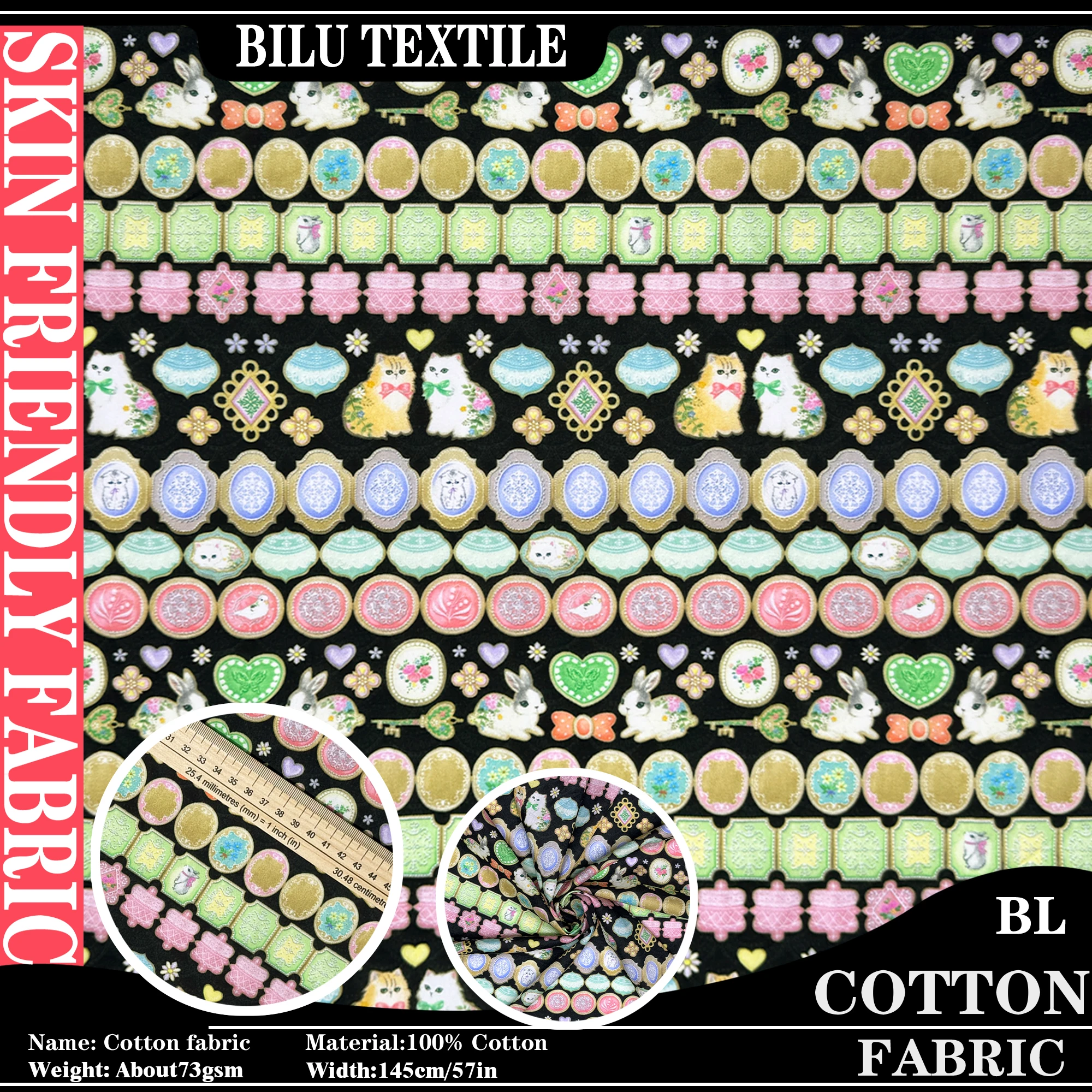 

Ткань Tana Lawn 100% хлопок, черная, с принтом Icing Cookies в стиле 80-х, поплин, для шитья, изготовления одежды, платьев, рукоделия, DIY