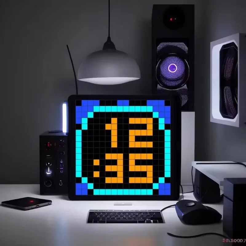 

Pixel clock, large digital clock, living room bedroom smart silent simple electronic wall clock