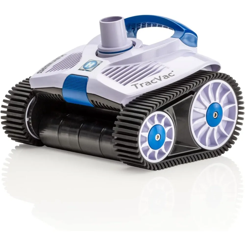 TracVac Lightweight Automatic Suction Vacuum Cleaner with Hose and Valve for In Ground Swimming Pool Maintenance, White