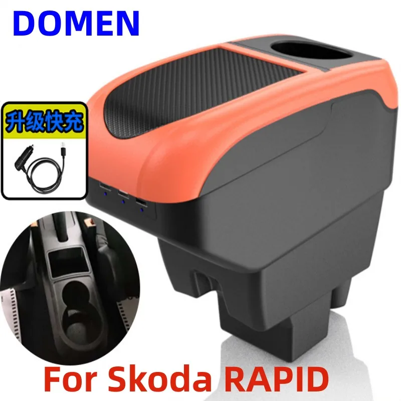 

For Skoda RAPID Armrest Retrofit For Volkswagen Polo 2020 -2022 Car Armrest box Center Storage box car accessories Interior USB