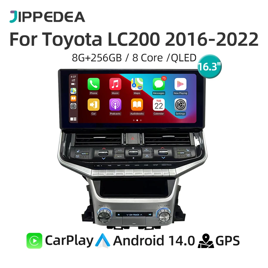 

16.3" CarPlay Android 14 Car Multimedia Player GPS Navigation WiFi QLED Screen Car Radio For Toyota Land Cruiser LC300 2016-2022