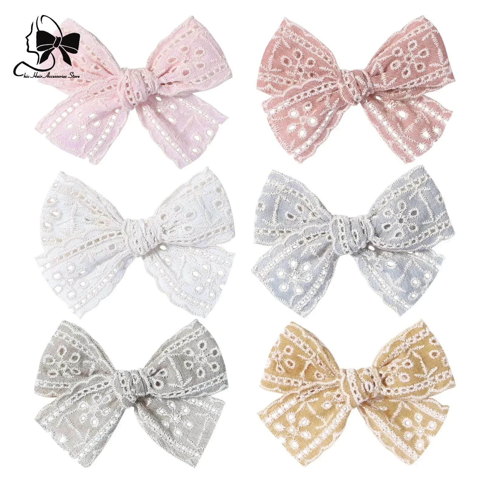 Y2K Girl\'s Lace Cotton Bow Hair Clps Women\'s White flower Bowknot Hairpins Lovely Lolita HairClips hair accessories