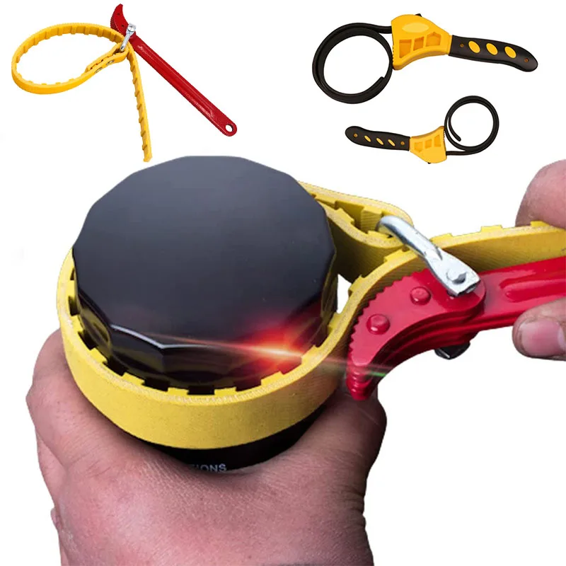 Belt Wrench Oil Filter Puller Strap Spanner Chain Wrench Strap Opener Adjustable Strap Opener Filter Disassembly Tool