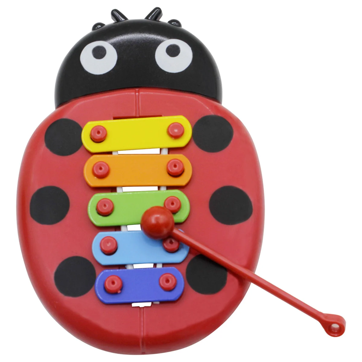 5-Note Colorful Aluminum Plate Xylophone Percussion Musical For Toddle Kids Ladybird Shaped Abs Base Safe Educational