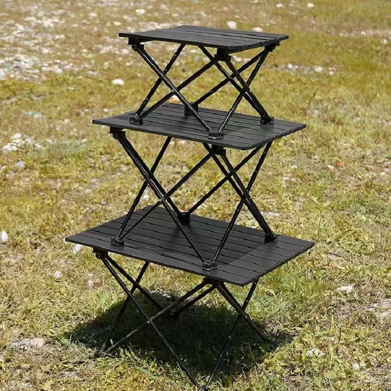 

Portable Roll Up Camping Table - Heavy-Duty Steel Foldable Picnic Desk with Carry Bag, Compact for Outdoor BBQ, Beach & Travel