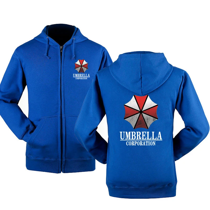 Spring Autumn Sweatshirt Umbrella Corporation Print Hoodies Men Streetwear Fleece Zipper Hooded Jacket HipHop Harajuku Tracksuit