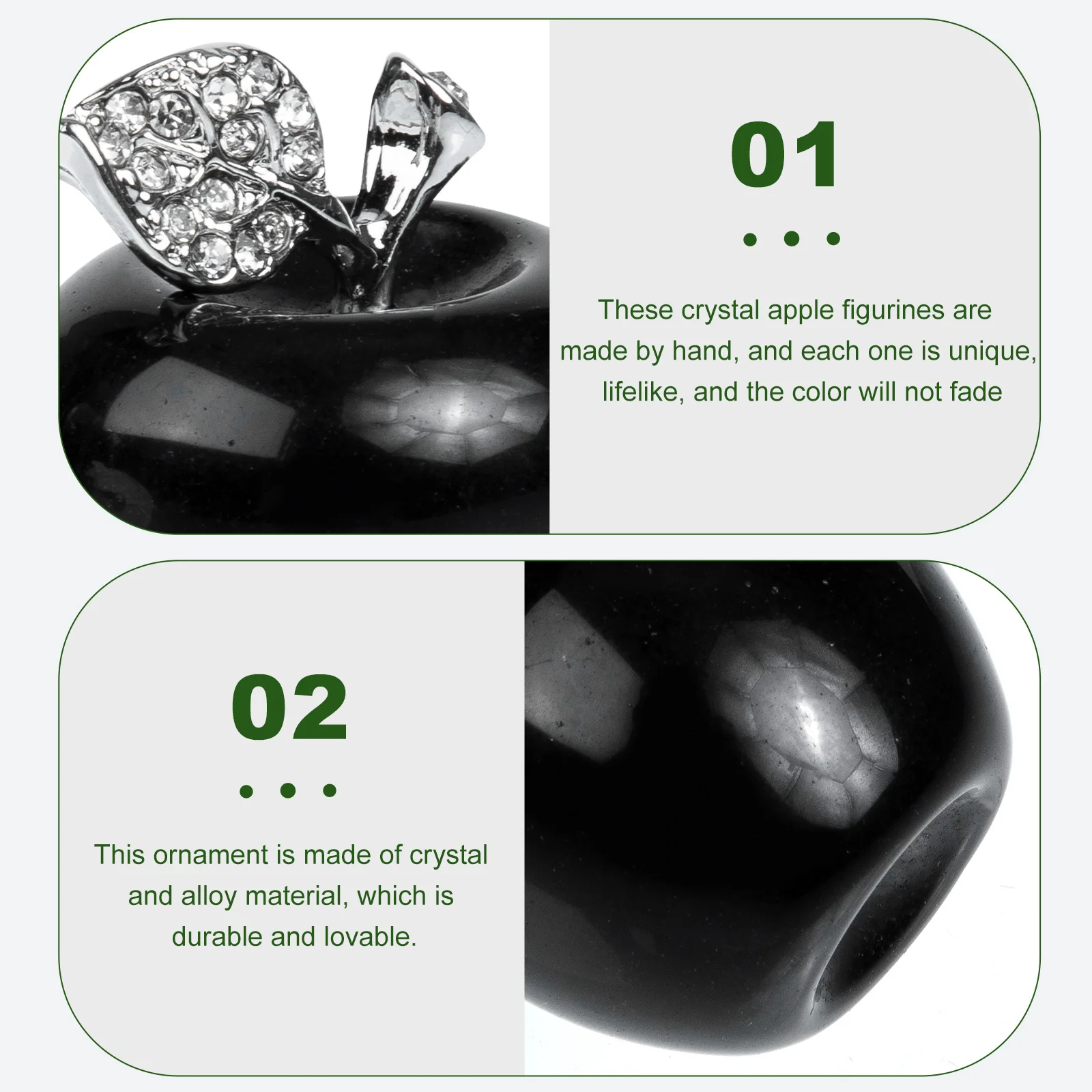 

Crystal Apple Adornment Natural Crystal Alloy Ornament Table Decoration Home Decor Desktop Ornament Festive Gift