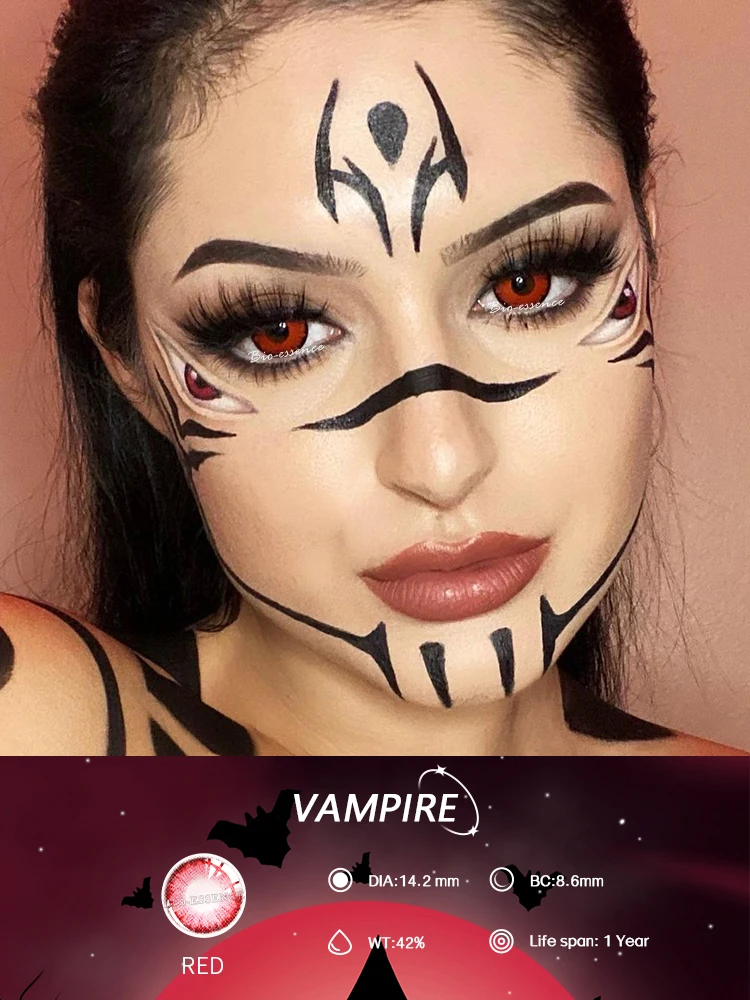 Bio-essence Kontaktlinsen 2PCS Farbige Kontaktlinsen Cosplay Rote Linsen 1 Jahr Mode Farbe Schönheit Linsen Party Nette Augenlinse – Detail 15