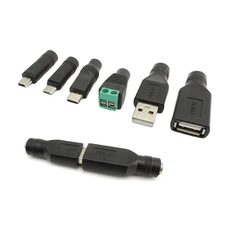 DC Power Female Jack to Mirco Type C Mini 5pin USB A Male Female converter Power Adapter Plug Connector for Laptop 5.5x2.1mm c