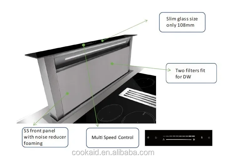 Downdraft slide out range hood