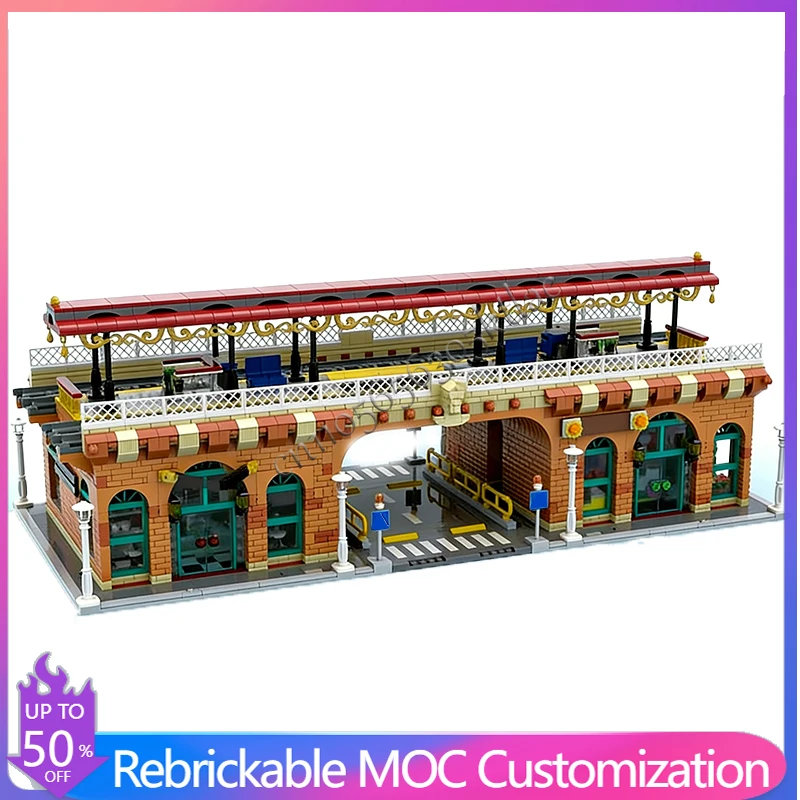 3519ピース ハウスストリート地上駅 MOC カスタマイズ モジュール式ビルディングブロック クリエイティブデザイン DIY 男の子向けおもちゃ クリスマスプレゼント