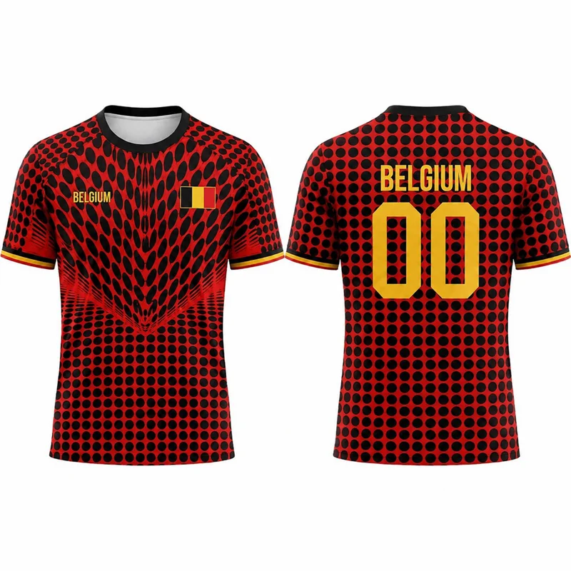 2026 New Belgium Flag Print Soccer Jersey For Men Fashion Summer Outdoor Sports T Shirts Loose Breathable Training Tees Tops
