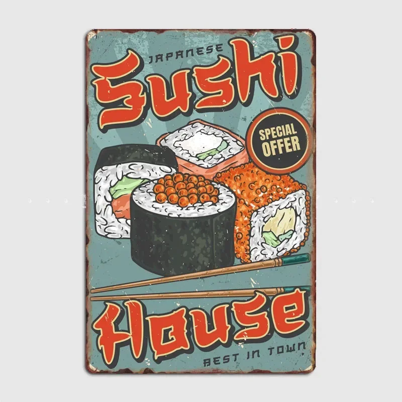 Японский дом суши, классический постер, ретро металлические плакаты, знак, гаражный клуб, домашнее настенное украшение для комнаты, домашний декор Японский дом суши, классический постер, ретро металлические плакаты, знак, гаражный клуб, домашнее настенное украшение для комнаты, домашний декор
