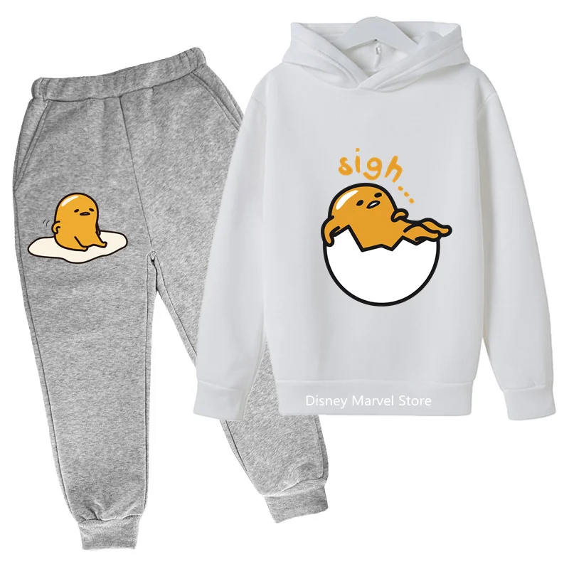 

2024 New Gudetama Boys And Girls Pullover Hoodie Hoodie Pant Suit Children'S Cute Casual Clothes Warm Clothes Ages 4-14