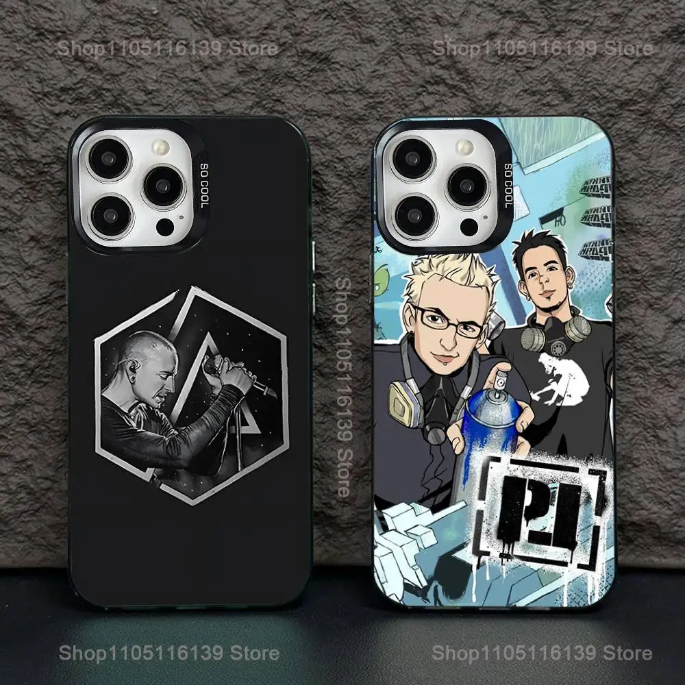 

Rock L-Linkin P-Park Band Phone Case For iPhone 16,15,14,13,12,11,Pro,XS,Max,Plus,Mini,SE Black Candy Matte Shockproof Cover