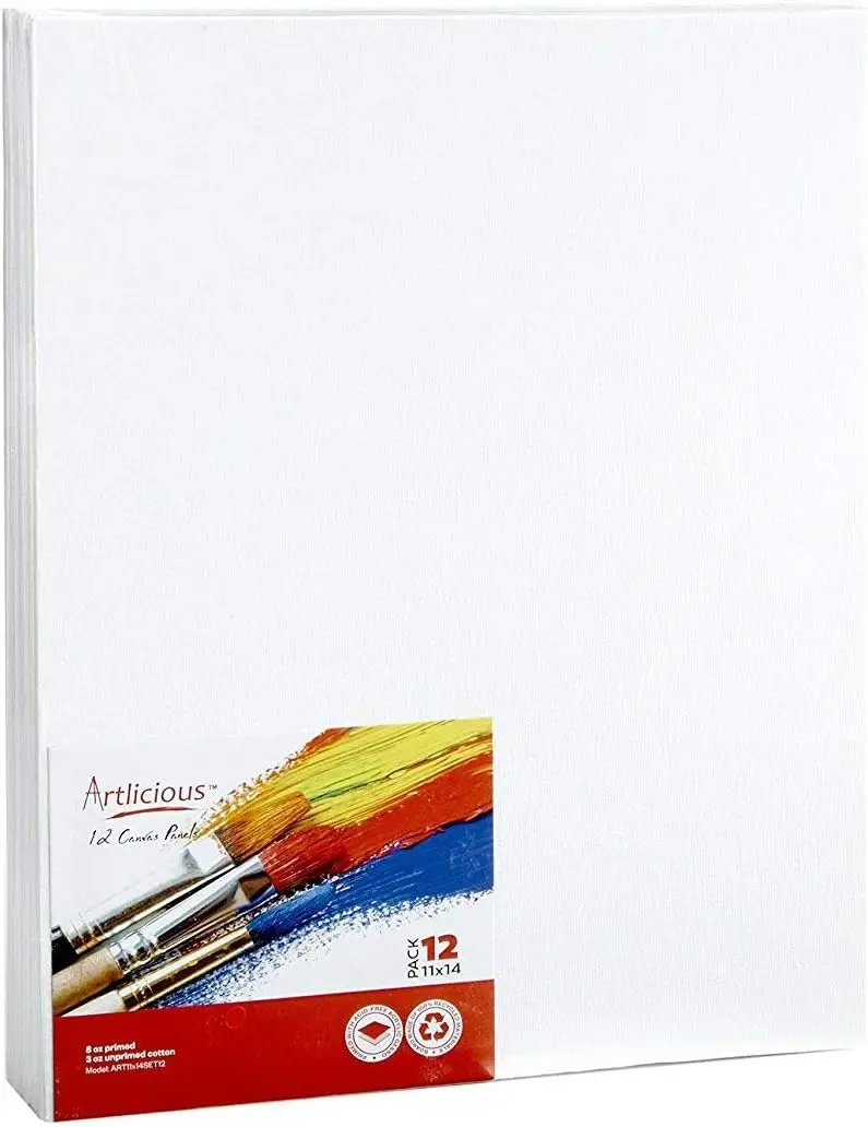 

11x14 Canvas Boards for Painting, 12 Pack Blank White Cotton Art Panels for Oil Acrylic and Watercolor