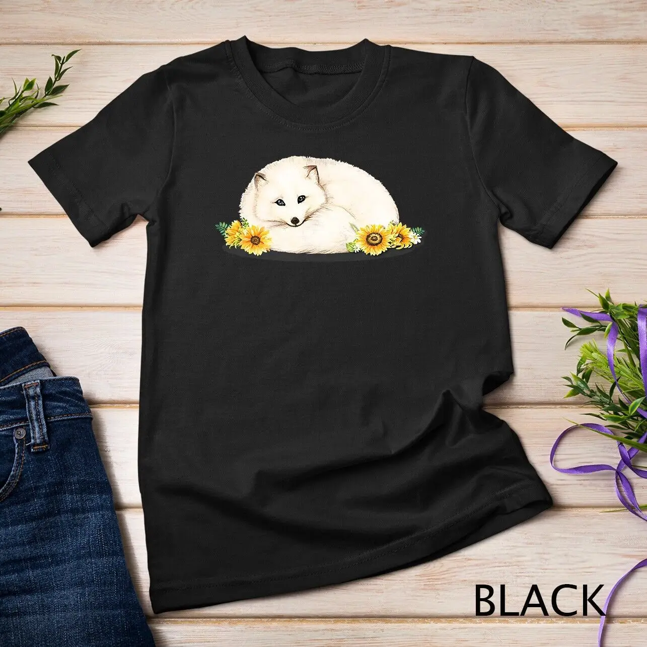 Arctic Fox Flower T-Shirt Unisex T-shirt