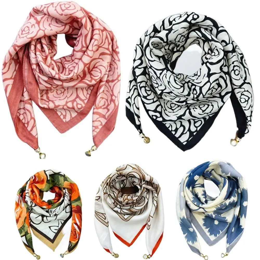 Fashion Satin Ladies Square Scarf Soft Elegant Magnetic Buckle Scarf Simple Neck Protection False Collar for Women