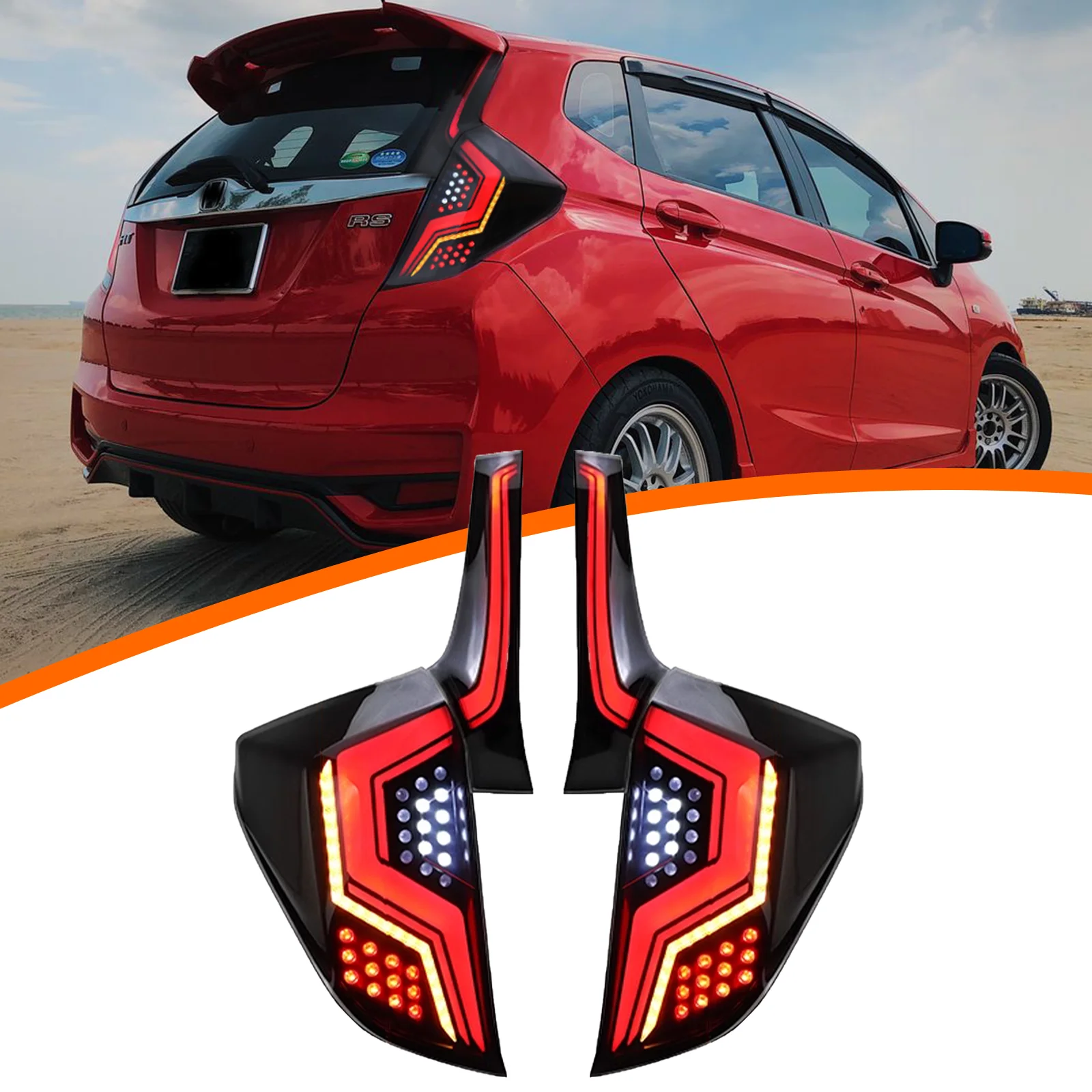 Car Lights LED Rear Taillights for Honda JAZZ FIT 2014-2018 Animation Rear Lamps RGB Taillight Assembly Car Accessories