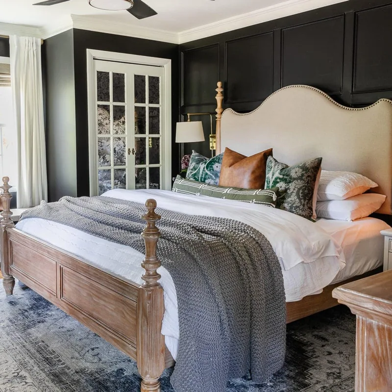 

French retro solid wood bed double bed master bedroom American country high-end bedroom wedding bed