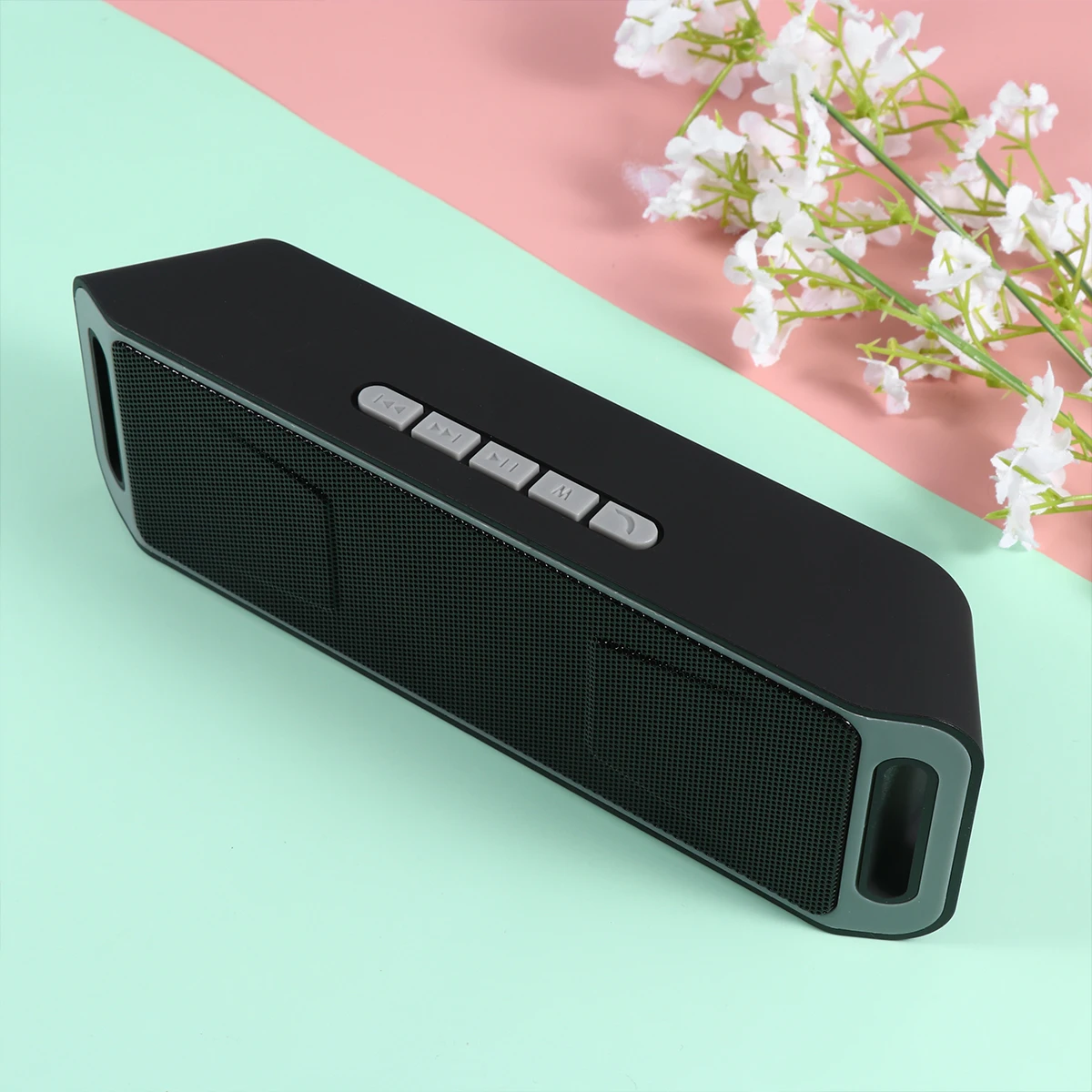 

1pc Speaker Wireless Mini Portable Outdoor Dual Horn Subwoofer Stereo Sound For Home Garden Party Use Black Durable
