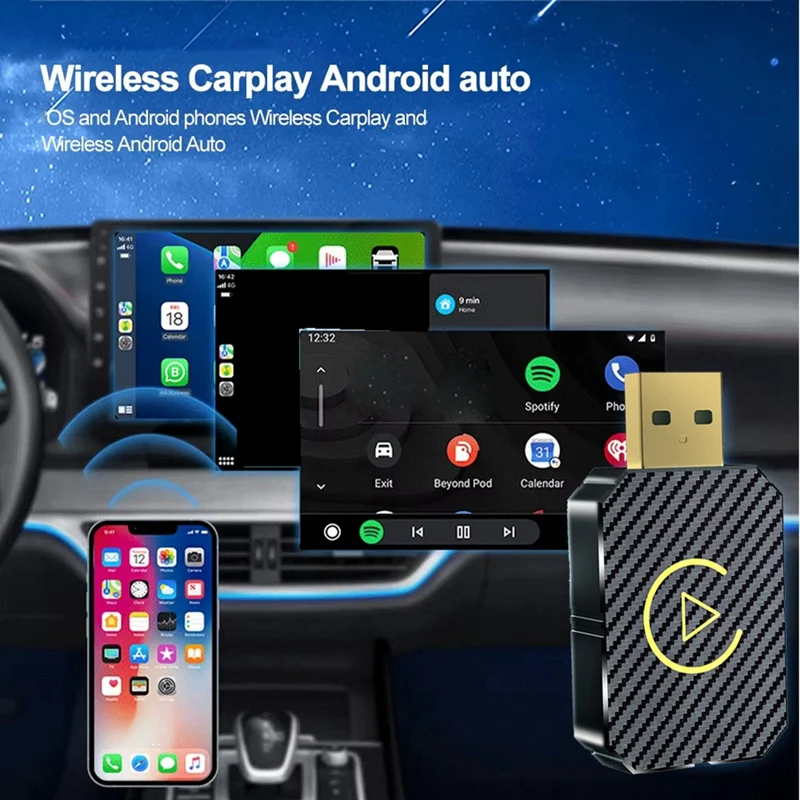 新しいワイヤレス CarPlay Android 自動アダプター有線からワイヤレス 2 in 1 車 Ai ボックス、プラグ アンド プレイ用-ABFB