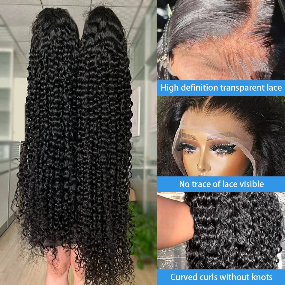 Deep Wave Frontal Wig 13x4 13x6 HD Transparent Deep Curly Lace Front Human Hair Wigs For Women Brazilian Remy Lace Closure Wig