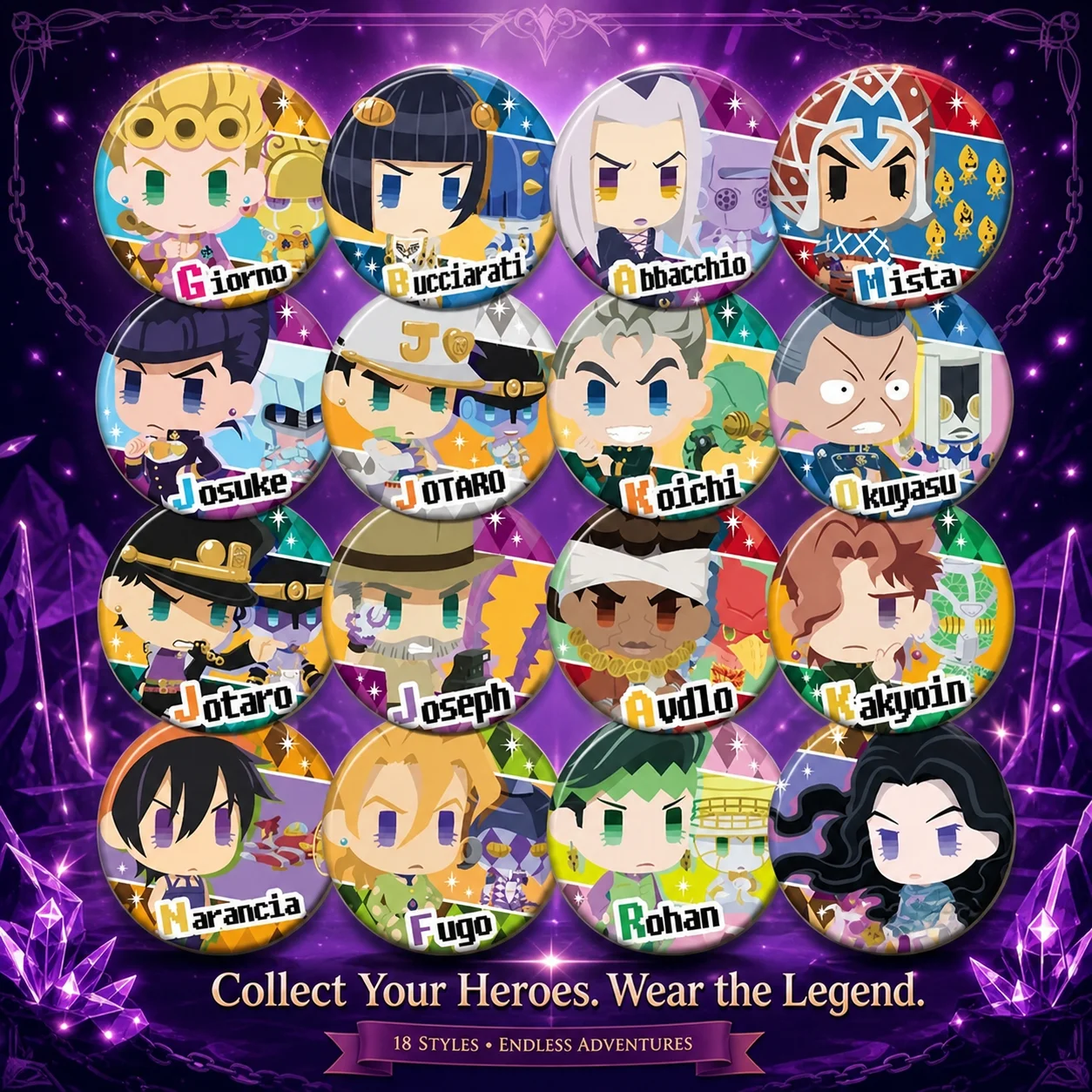 JoJo's Bizarre Adventure Golden Wind Mirror Cosplay Badge Pendant Medal Brooch Pin S Type Iron