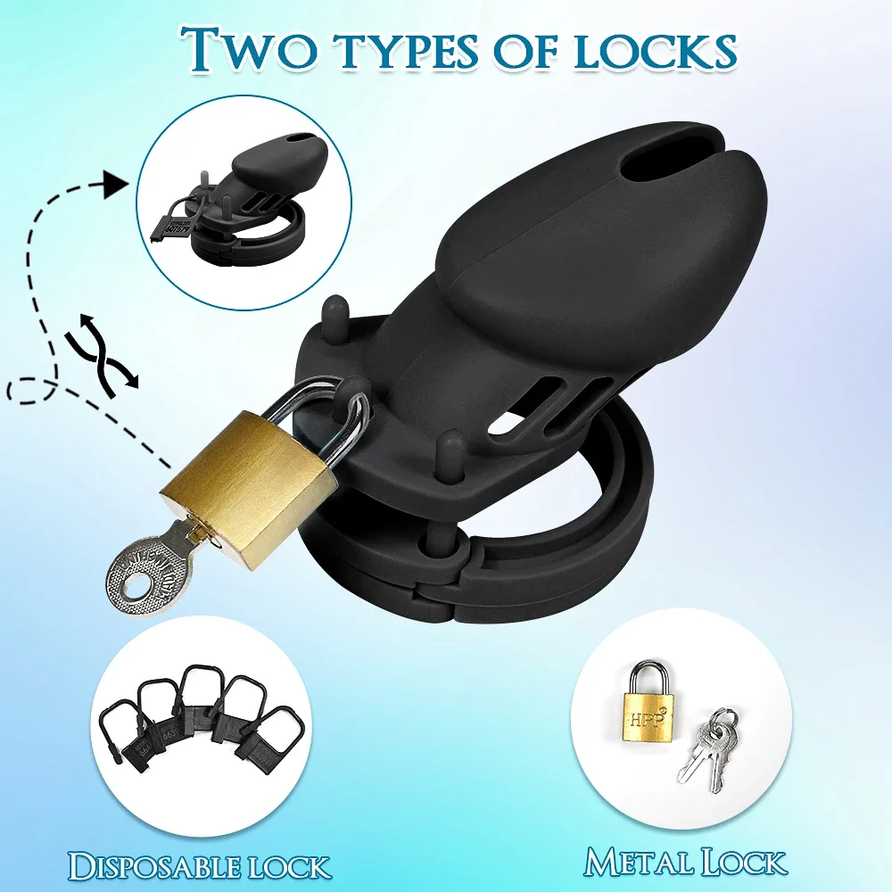 Male Chastity Cage Sex Toys Brass Lock Locking Small/Standard Flat Chastity Cage Belt Cock Cage Lock Penis Rings Men Adult Goods