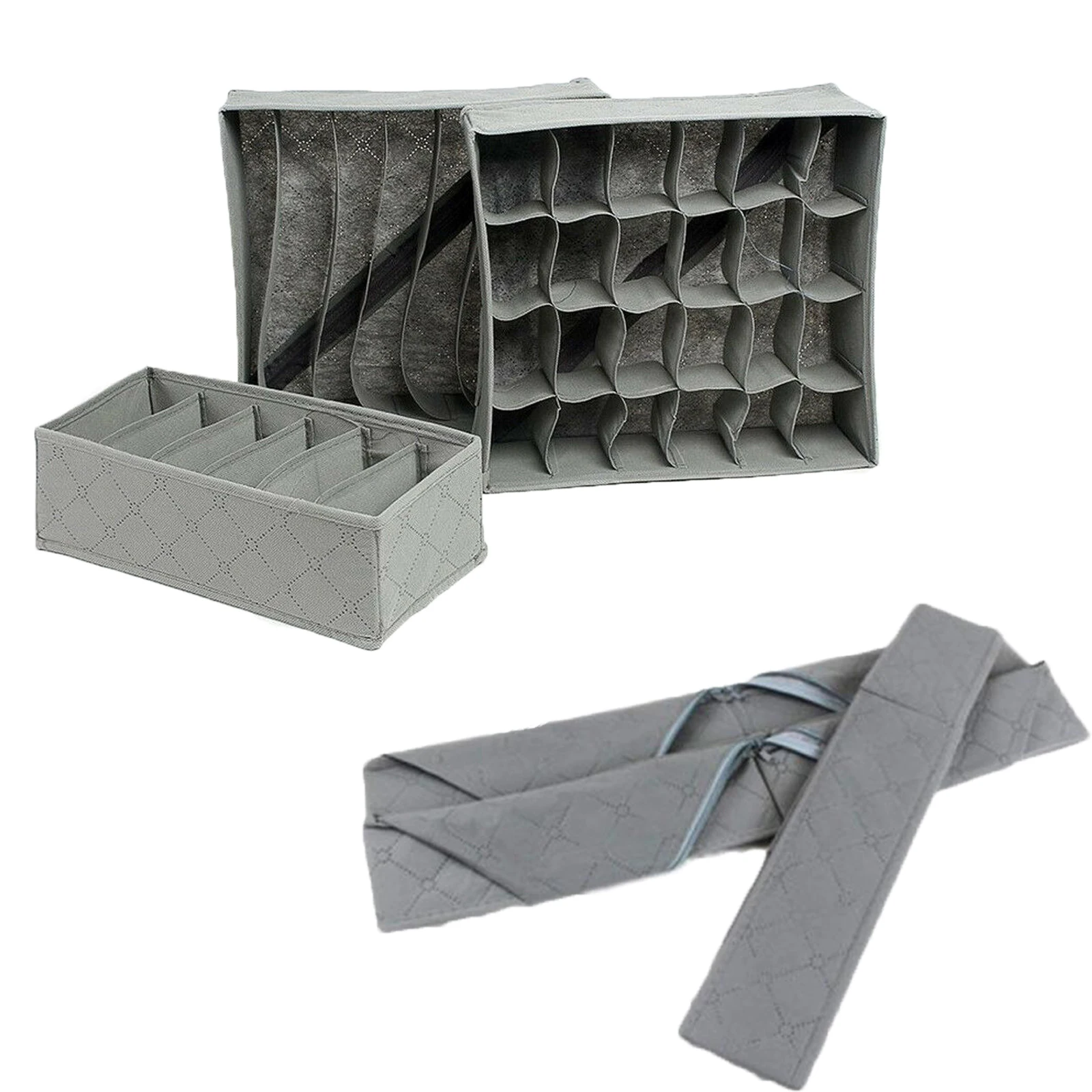3PCS Bamboo Charcoal Storage Box Zipper Bamboo Charcoal Storage Box Organize Box Foldable Bra Bra Storage Box Divider