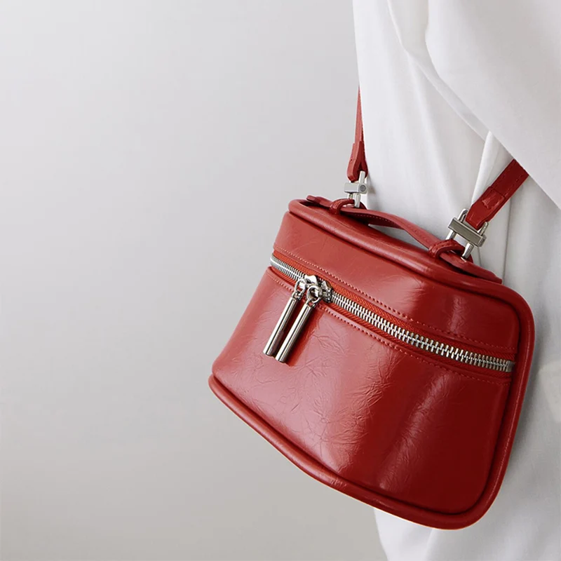 Red Box PU Crossbody Bag Women's New Style Light Luxury High Commute One Shoulder Bag Bridal Wedding Handbag Spring Summer