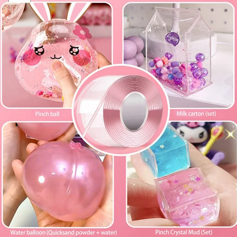 Nano Glue Kneading DIY Bubble Blowing Color Nano Tape Double-Sided Sticky Ball Tape Decompression Toy Material Package