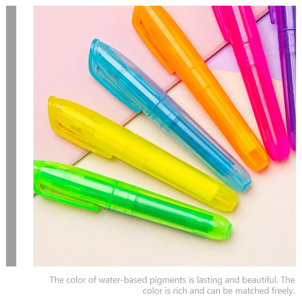 

6pcs Colorful Highlighter Pens Compact Design Long-Lasting Ink Smooth Writing Portable Marking Pens For School Office Journaling