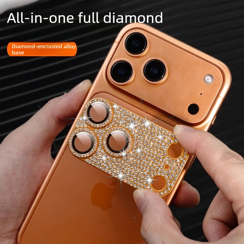 9H HD Funkelnder handgefertigter Strass-Kameraschutz für iPhone 17 Pro Max Air – Kratzfeste Metall-Objektivfolie