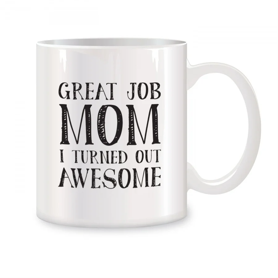 

Great Job Mom Mugs For Women, Her from Child Birthday Gifts Novelty Coffee Ceramic Tea Cups White 11 oz