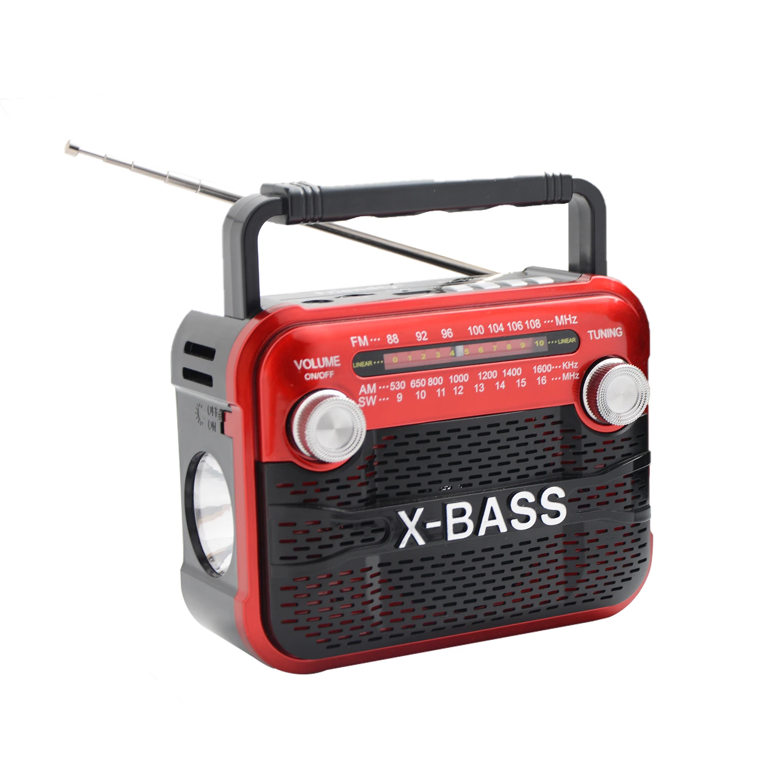 

Portable compact FM radio, output 3W FM/AM/SW1-6/USB/TF/BT playback, multi-band household flashlight can be used indoors and out
