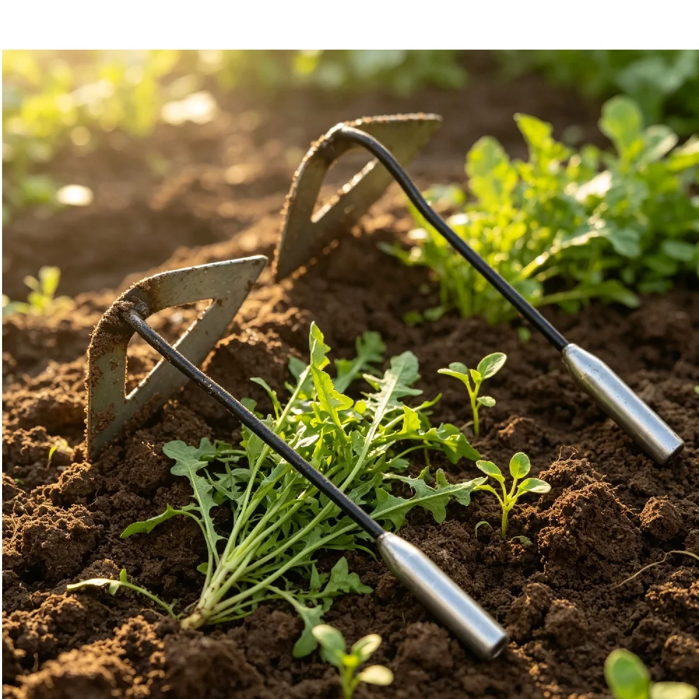 All Steel Hardened Hollow Hand Hoe Durable Rust Resistant Handheld Weeding Rake Multi Purpose Garden Tool For Backyard Vegetable