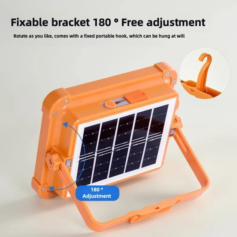 450W Solar Work Light Portable Solar Camping Light Adjustable Brightness Solar Spotlight For Travel Car Repair Hiking