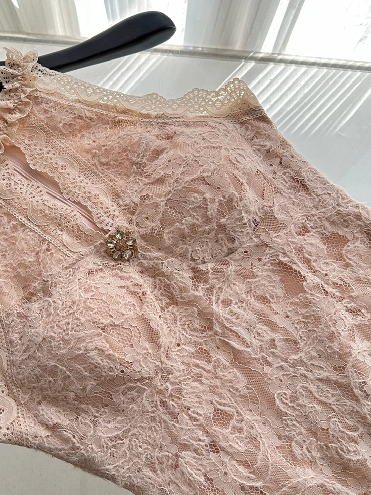 Women Shoujo Hollow Out Evening Mini Sleeveless Dress French Vintage Mini Frocks Old Money One-Piece Coquette Party Gyaru Luxury