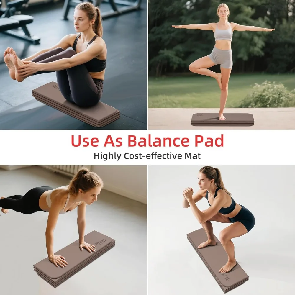 سجادة يوجا كبيرة قابلة للطي للبيلاتس - غير سامة، مقاس 75 × 32 بوصة كبيرة جدًا، سميكة 1/4 بوصة، تصميم غير قابل للانزلاق ومحمول مثالي لـ