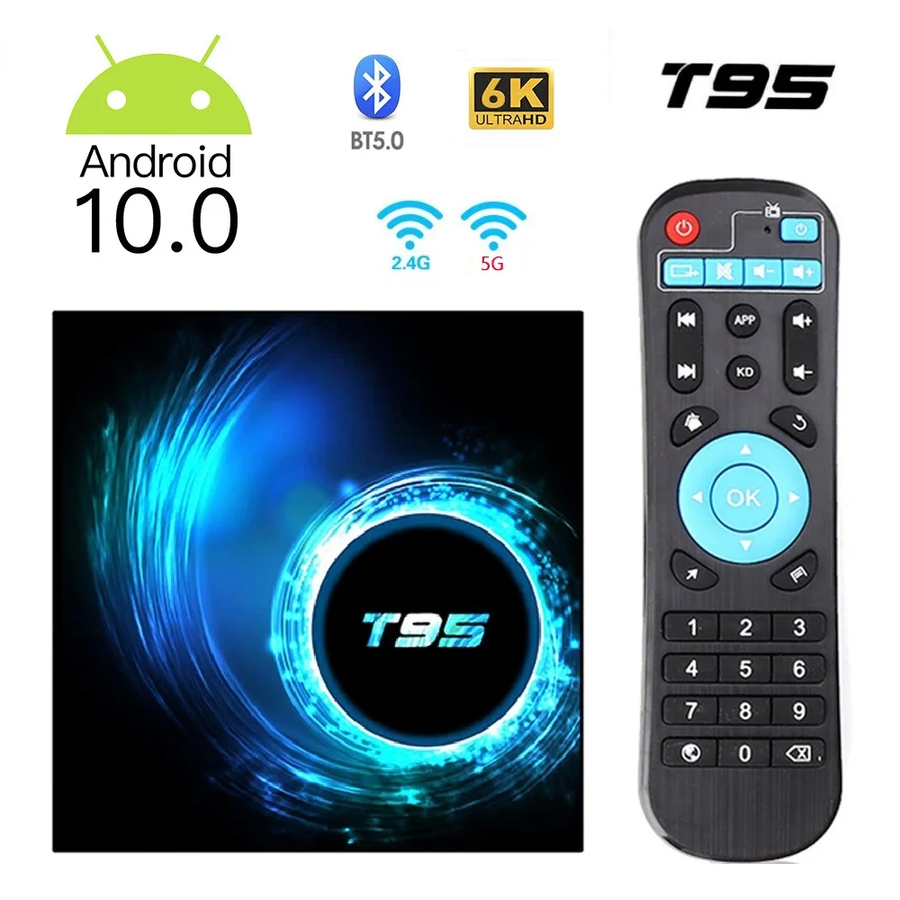 

Original T95 Smart TV Box Android 10.0 Allwinner H616 Quad Core 4GB 64GB 128GB 2.4G&5G Wifi 6K Set Top For Youtube Media Player