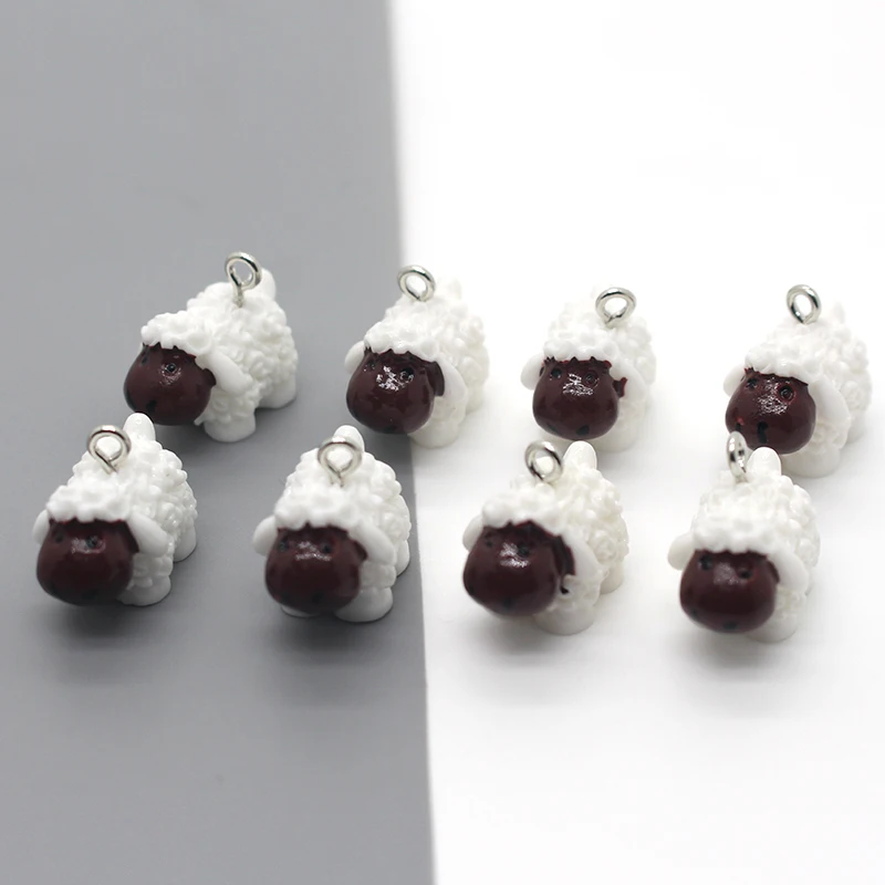 10pcs/pack Kawaii White Small Sheep Resin Charms Diy Animal Pendants For Earring Bracelet Necklace Pendant Jewelry Accessory