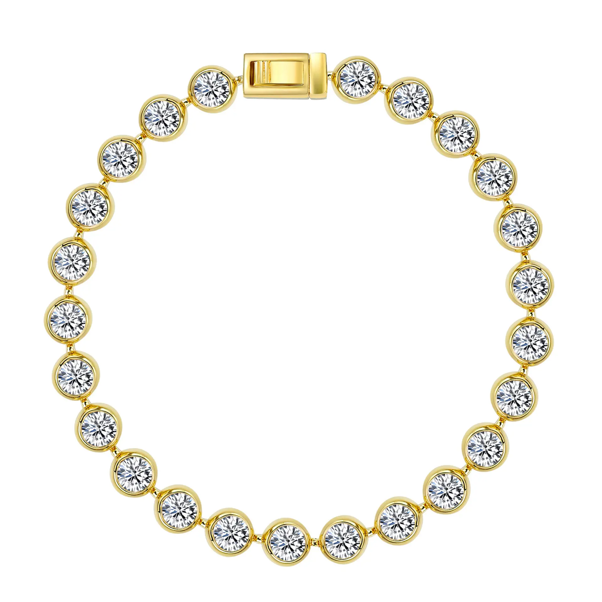 

ZOCA Round Zirconia Bracelet Original Real 925 Sterling Silver Plated 18k White Gold with GRA Bracelets for Women